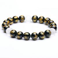 Agate Buddhist Beads Bracelet, fashion jewelry & Buddhist jewelry, black, 10mm 