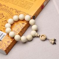 Wood Buddhist Beads Bracelet, white, 10mm 