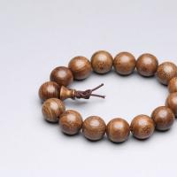 Wood Buddhist Beads Bracelet, brown, 15mm 