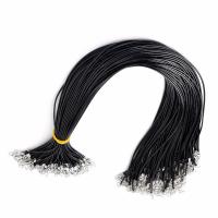 Collar de cuerda, cordón de cuero, hecho a mano, Negro, 500mm, Vendido por UD