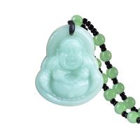 Collar de la joyería de cristal de Murano, Mashan imitación de jade, verde, 34.5x46.5mm, Vendido por UD