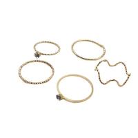 Zinc Alloy Ring Set, plated, 5 pieces & with rhinestone, golden, 10mm 