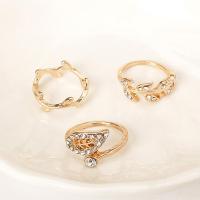 Zinc Alloy Ring Set, plated, 3 pieces & with rhinestone 14mm 