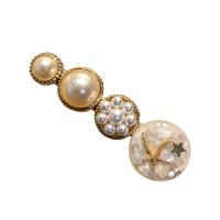 Zinc Alloy Alligator Hair Clip, with Plastic Pearl & for woman & with rhinestone 