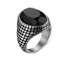 Titanium Steel Finger Ring, with Gemstone, anoint & for man 