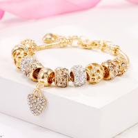 Brass Chain European Bracelets, with Polymer Clay & Zinc Alloy, Round, plated, with rhinestone, nickel, lead & cadmium free 