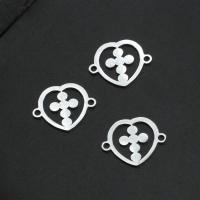 Stainless Steel Charm Connector, Heart, plated 