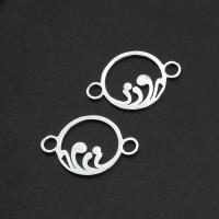 Stainless Steel Charm Connector, Round, plated 