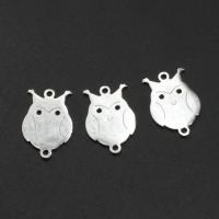 Stainless Steel Charm Connector, Owl, plated 