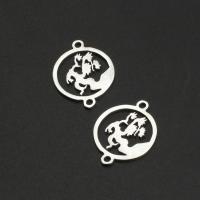 Stainless Steel Charm Connector, Round, plated 