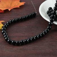 Natürliche schwarze Achat Perlen, Schwarzer Achat, rund, schwarz, Länge:ca. 39 cm, verkauft von Strang