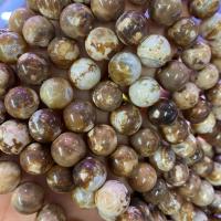 Perles agates, Agate, Rond, brun, 8mm, Vendu par brin