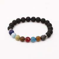 Gemstone Bracelets, Natural Stone, polished, multi-colored, 8mm 