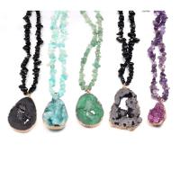 Agate Necklace, Ice Quartz Agate, with Natural Gravel 800mm 
