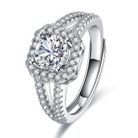 Anilo de dedo de latón, metal, chapado en color de platina, Ajustable & para mujer & con diamantes de imitación, 3x6mm, Vendido por UD