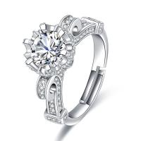 Anilo de dedo de latón, metal, chapado en color de platina, Ajustable & para mujer & con diamantes de imitación, 2x15mm, Vendido por UD