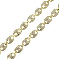 Brass Mariner Chain, fashion jewelry & micro pave cubic zirconia & for woman, gold .5 Inch 