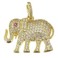 Cubic Zirconia Micro Pave Brass Pendant, Elephant, fashion jewelry & micro pave cubic zirconia & for woman, gold Approx 4.5mm 