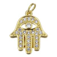 Cubic Zirconia Micro Pave Brass Pendant, Hand, fashion jewelry & micro pave cubic zirconia & for woman, gold Approx 3.5mm 
