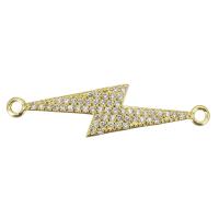 Cubic Zirconia Micro Pave Brass Connector, Lightning Symbol, fashion jewelry & micro pave cubic zirconia & for woman, gold Approx 1.5mm 