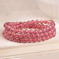 Strawberry Quartz Bracelet, Round, polished Approx 40 cm 