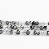 Rutilquarz Perlen, Schwarzer Rutilquarz, rund, poliert, Länge:ca. 38 cm, verkauft von Strang