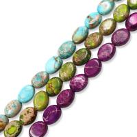 Eindruck Jaspis Perlen, Impression Jaspis, flachoval, poliert, keine, 8x6mm, verkauft von Strang