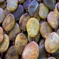 Perles agates, Agate, ovale plat, couleurs mélangées, 30mm, Vendu par brin