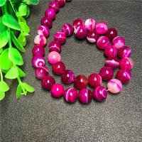 Natürliche Streifen Achat Perlen, poliert, DIY, rosarot, 10mm, verkauft von Strang