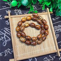 Natural Tibetan Agate Dzi Beads, Drum, polished, Buddhist jewelry, brown 