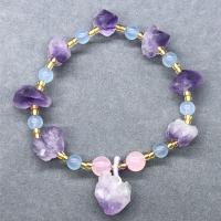 Bracelets quartz, Cristal naturel, violet, 10mm, Vendu par brin