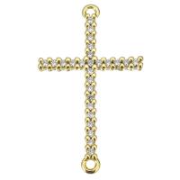 Cubic Zirconia Micro Pave Brass Connector, Cross, fashion jewelry & micro pave cubic zirconia & for woman, gold Approx 1.5mm 