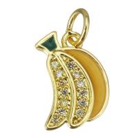 Cubic Zirconia Micro Pave Brass Pendant, Banana, fashion jewelry & micro pave cubic zirconia & for woman, gold Approx 3.5mm 