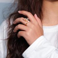 Anillo de dedo de aleación de Zinc, Joyería & para mujer & con diamantes de imitación, dorado, 18mm, Vendido por UD