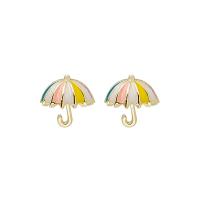 Enamel Zinc Alloy Stud Earring, Umbrella, plated, fashion jewelry & for woman 