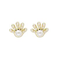Plastic Pearl Zinc Alloy Earring, Hand, fashion jewelry & for woman 