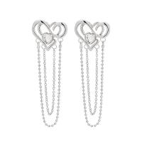 Zinc Alloy Rhinestone Drop Earring, Heart, fashion jewelry & for woman & with rhinestone & hollow 