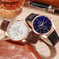 Bracelets de montre pour hommes, alliage de zinc, avec cuir PU & verre organique & acier inoxydable, Résistant, plus de couleurs à choisir Vendu par PC