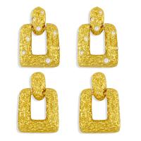 Brass Drop Earring, Square, gold color plated, micro pave cubic zirconia, nickel, lead & cadmium free 