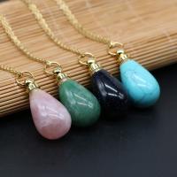 Natural Stone Perfume Bottle Necklace, Teardrop, polished Approx 60 Inch 