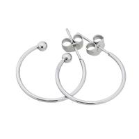 Stainless Steel Hoop Earring, silver color plated 