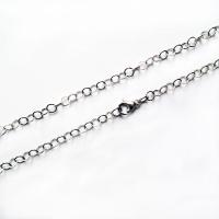 Cadena del collar de acero inoxidable, chapado en color de plata, longitud:aproximado 45 cm, Vendido por Sarta
