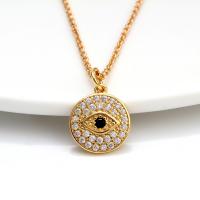 Cubic Zircon Micro Pave Brass Necklace, Round, silver color plated, micro pave cubic zirconia Approx 18 Inch 
