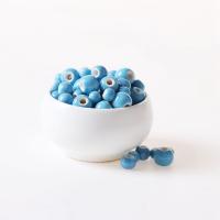 Glazed Porcelain Beads, Round, DIY blue 