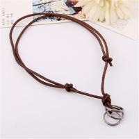 PU Leather Cord Necklace, Zinc Alloy, with PU Leather, Adjustable & fashion jewelry & handmade & Unisex, brown, 40-43cmuff0c0.3cm 