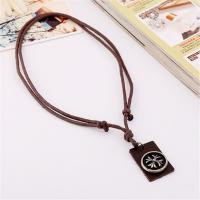 PU Leather Cord Necklace, Zinc Alloy, with PU Leather, Adjustable & fashion jewelry & handmade & Unisex, brown, 35-40cm*2,0.4cm 