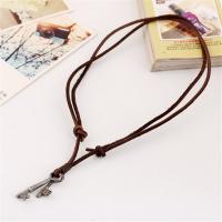 PU Leather Cord Necklace, Zinc Alloy, with PU Leather, Adjustable & fashion jewelry & handmade & Unisex, brown, 40-43cm*2,0.3cm 
