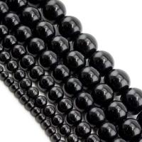 Glass Beads, Black Agate, Round, polished, imitation gemstone Approx 38 cm 