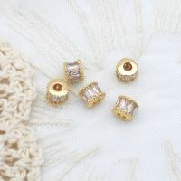 Brass Spacer Beads, 18K gold plated, micro pave cubic zirconia 