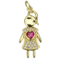 Cubic Zirconia Micro Pave Brass Pendant, Girl, fashion jewelry & micro pave cubic zirconia & for woman Approx 3.5mm 